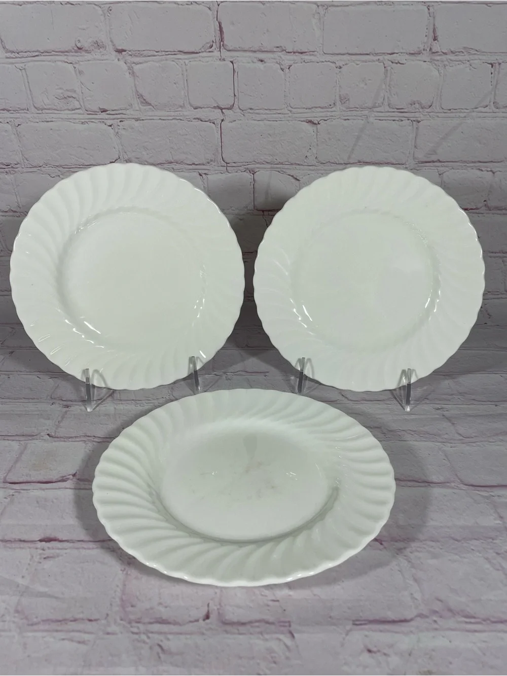 Vintage Minton White Fife Bone China 3 Salad Plates 7 7/8” England Discontinued